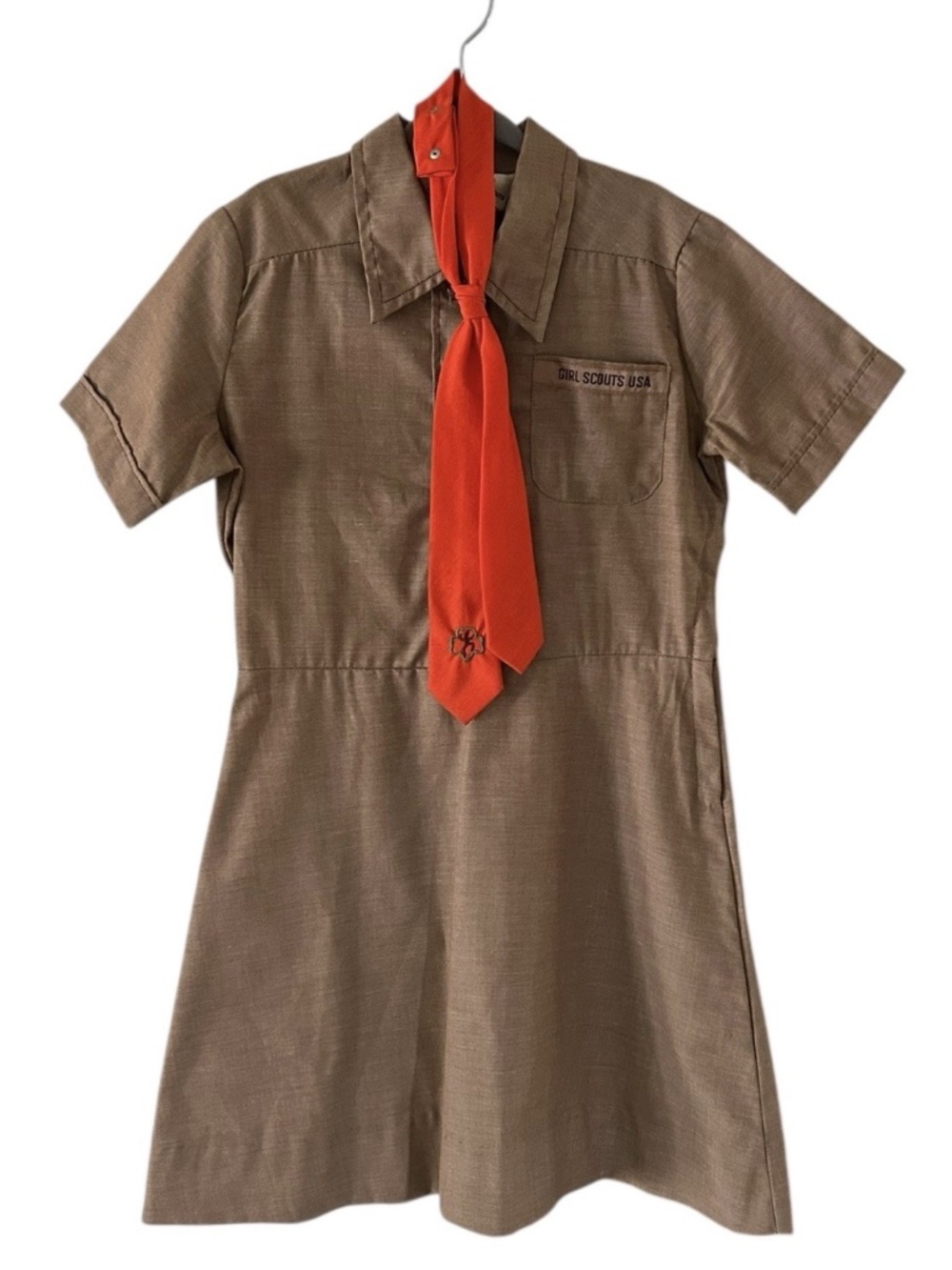 Vintage Union Made Girls Scouts 6 USA Brown Short Sleeve Dress Uniform Neck Tie